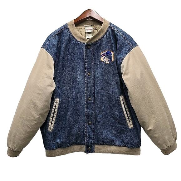 VTG Disney Store Eeyore Denim Varsity Jacket Sz M Quilted Bomber Winnie The Pooh - Picture 2 of 10